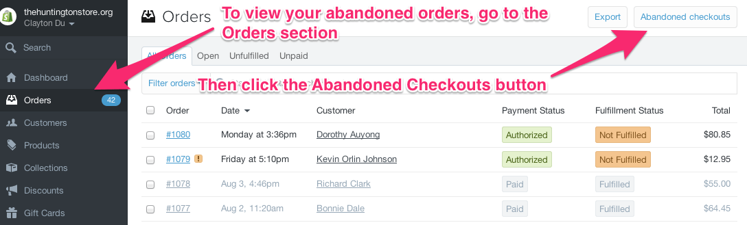 Shopify abandoned cart 3