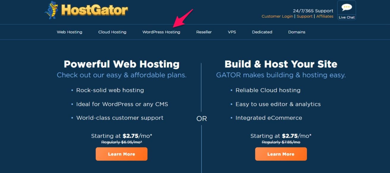 Hostgator WordPress hosting