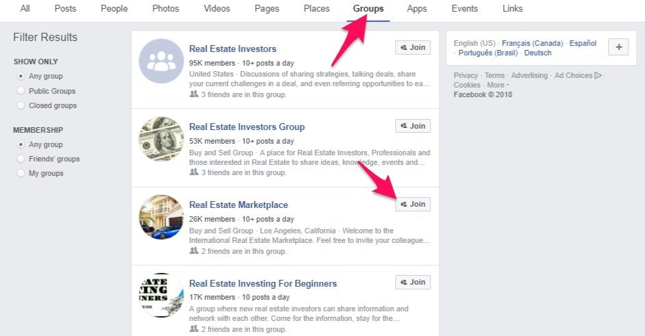 Facebook group real estate marketing