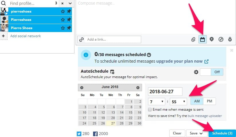 Scheduling posts on Hootsuite