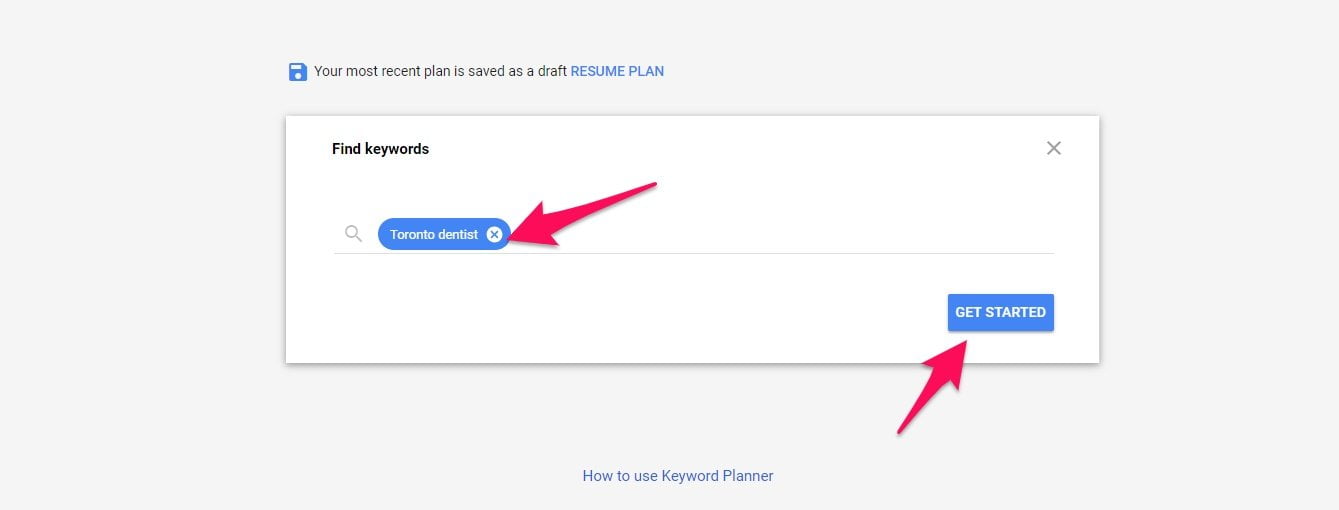Keyword research first step
