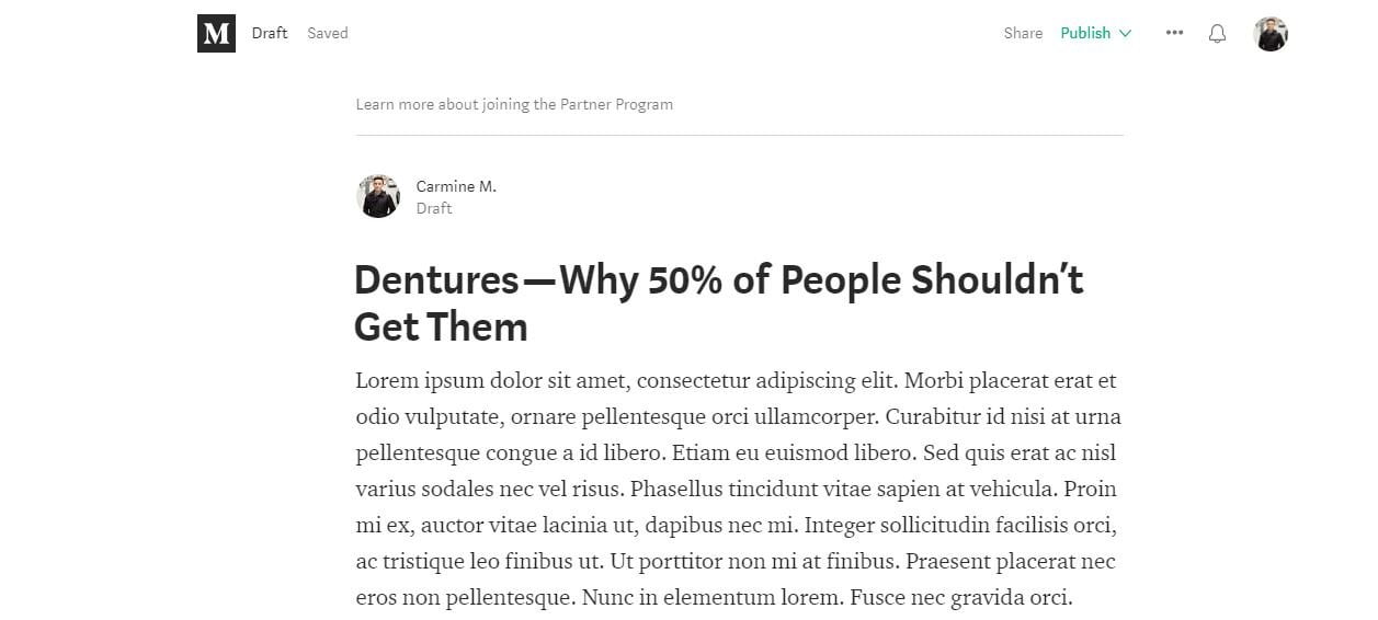 Sharing content on Medium