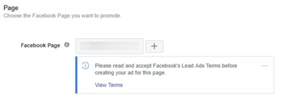 Facebook ad choose page