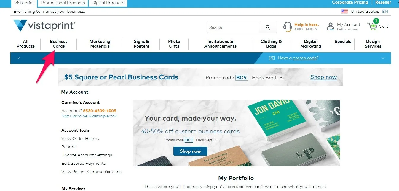 Vistaprint business cards