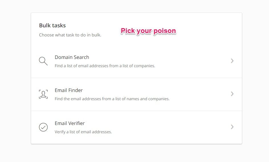 Hunter.io bulk tasks