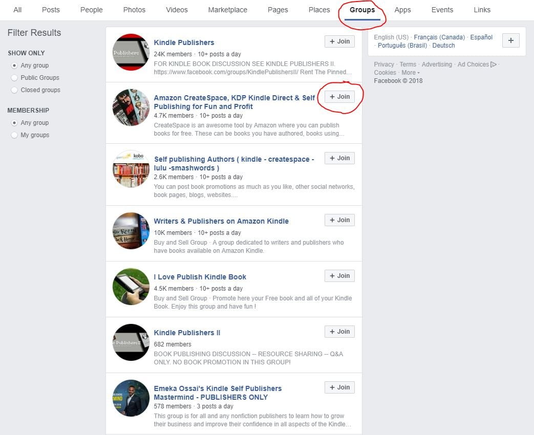 Joining Facebook groups