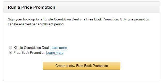 Kindle run a free promotion