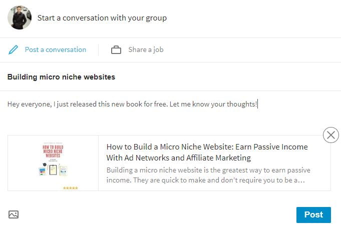 Posting in a Linkedin group