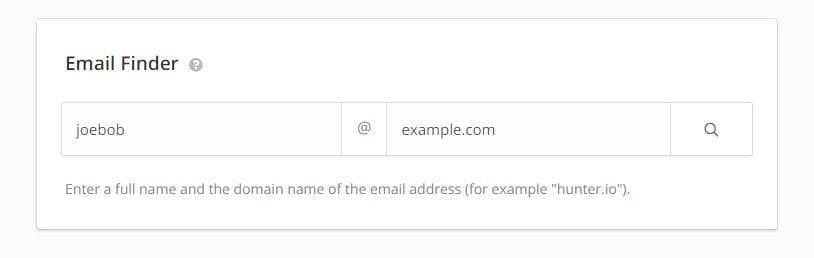 Searching for an email on Hunter.io