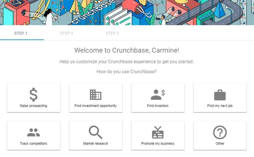 Crunchbase set up
