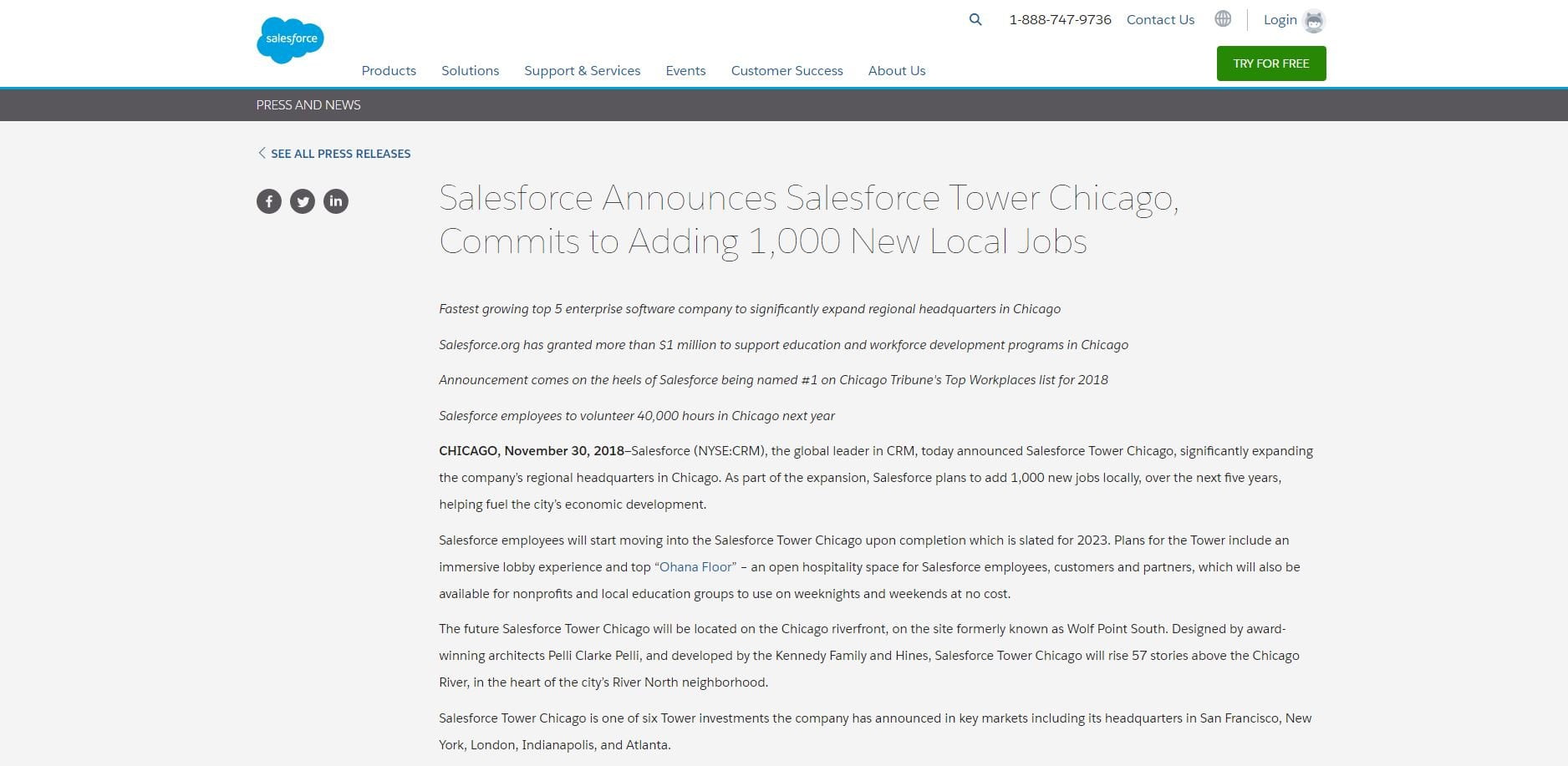 Salesforce press release example