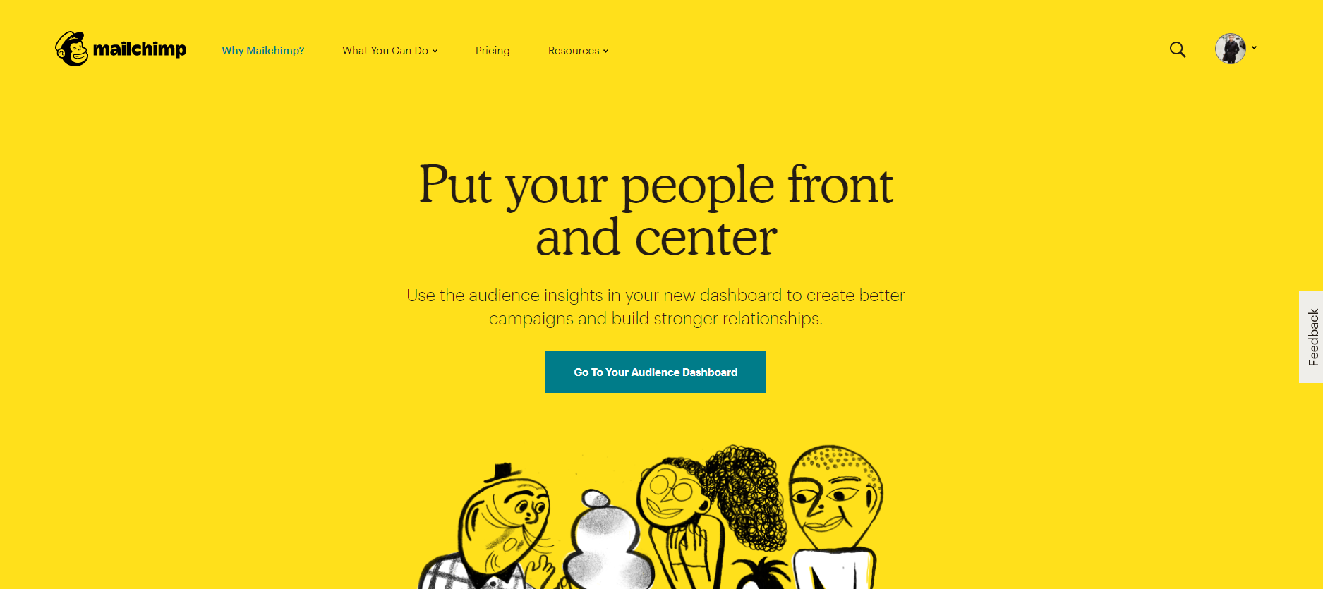 Homepage of Mailchimp