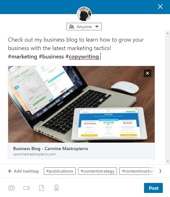 Promoting content on LinkedIn