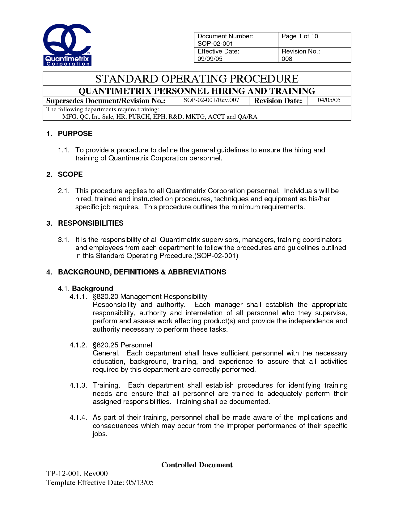 An Sop Manual Lays Out