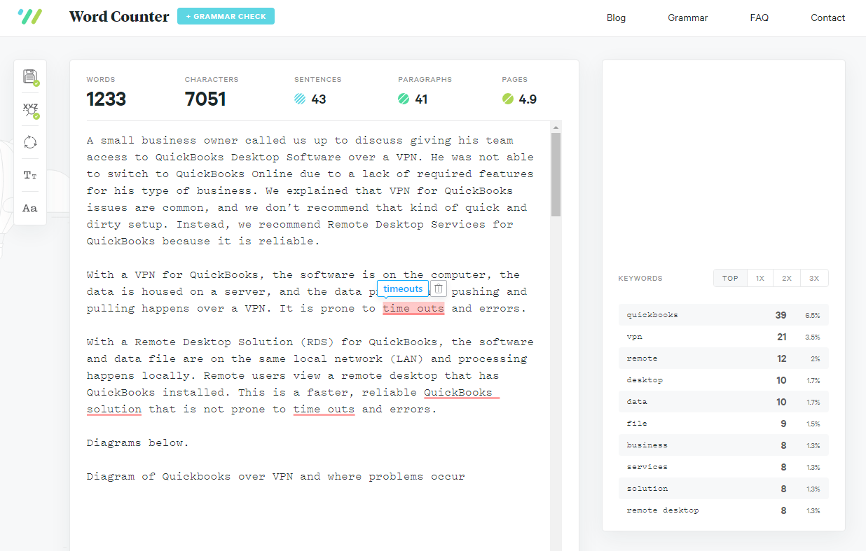 Wordcounter io example