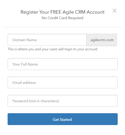 AgileCRM registration