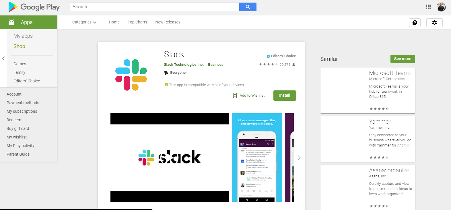 Slack mobile app