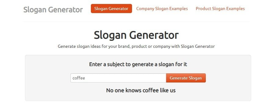 Slogan generator results