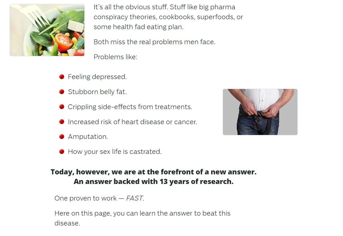 Diabetes landing page