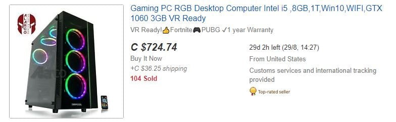 Gaming PC eBay example