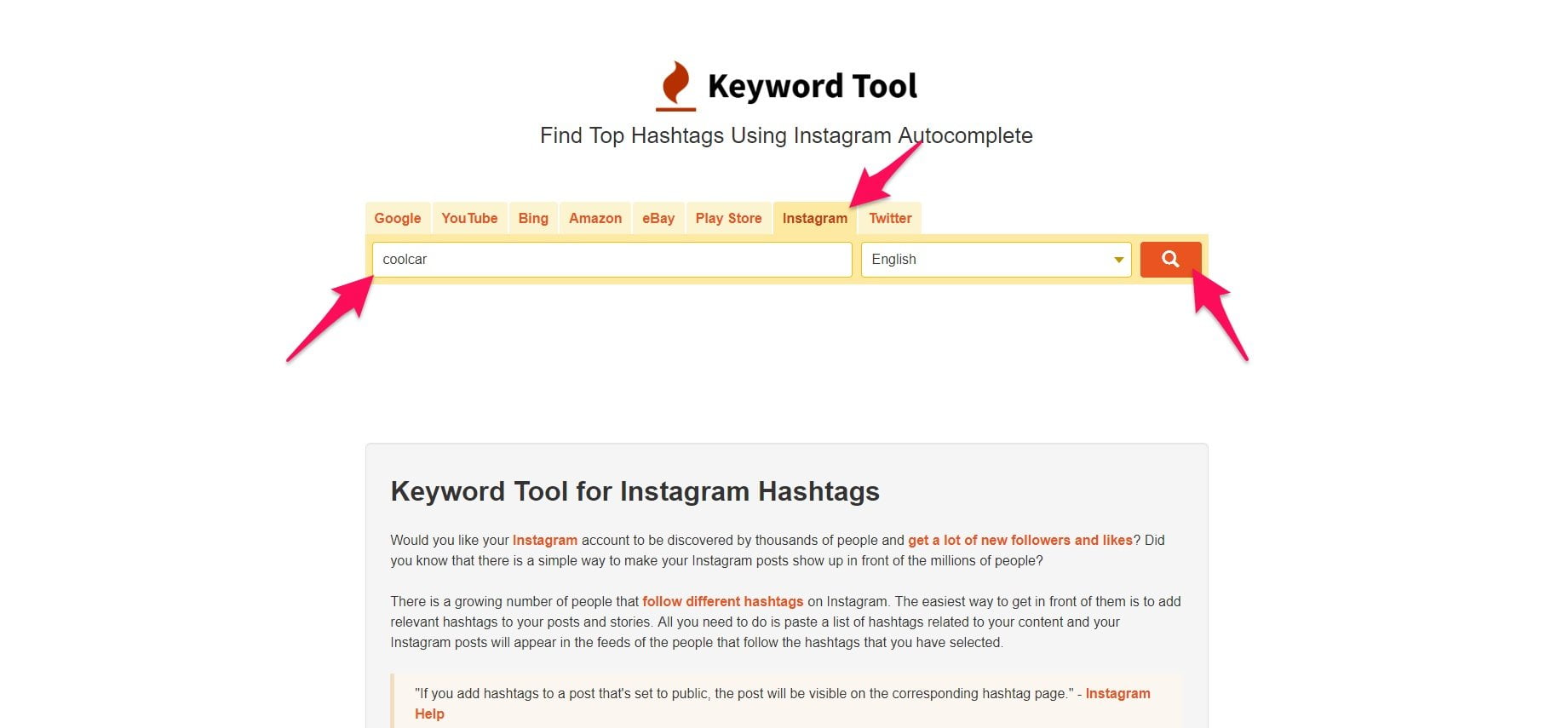 Keywordtool Instagram