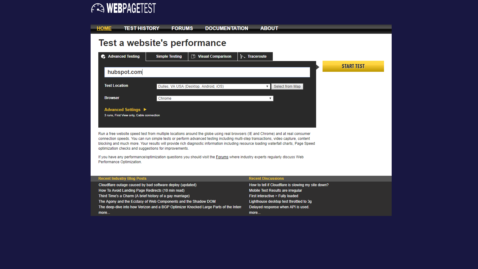 WebPageTest