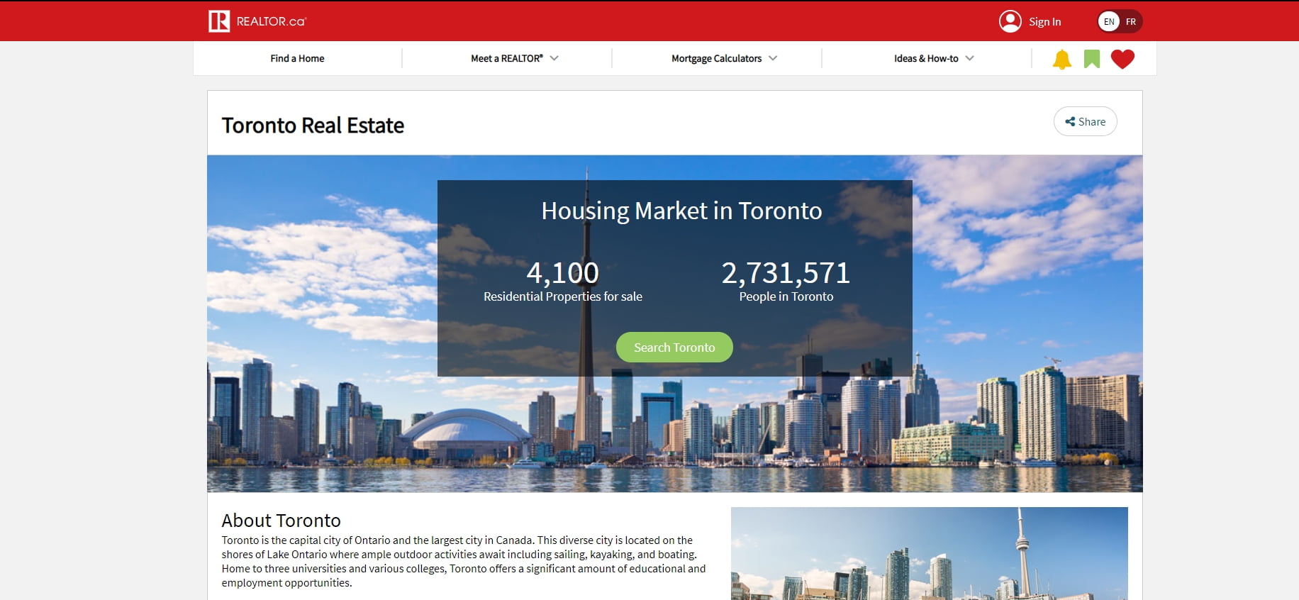 Call to action on a real estate website