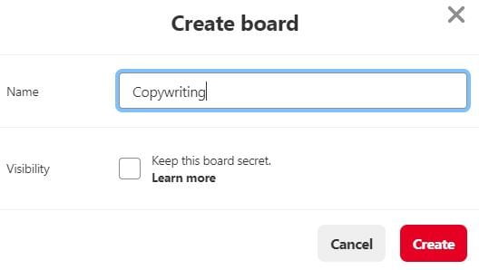 Naming a Pinterest board