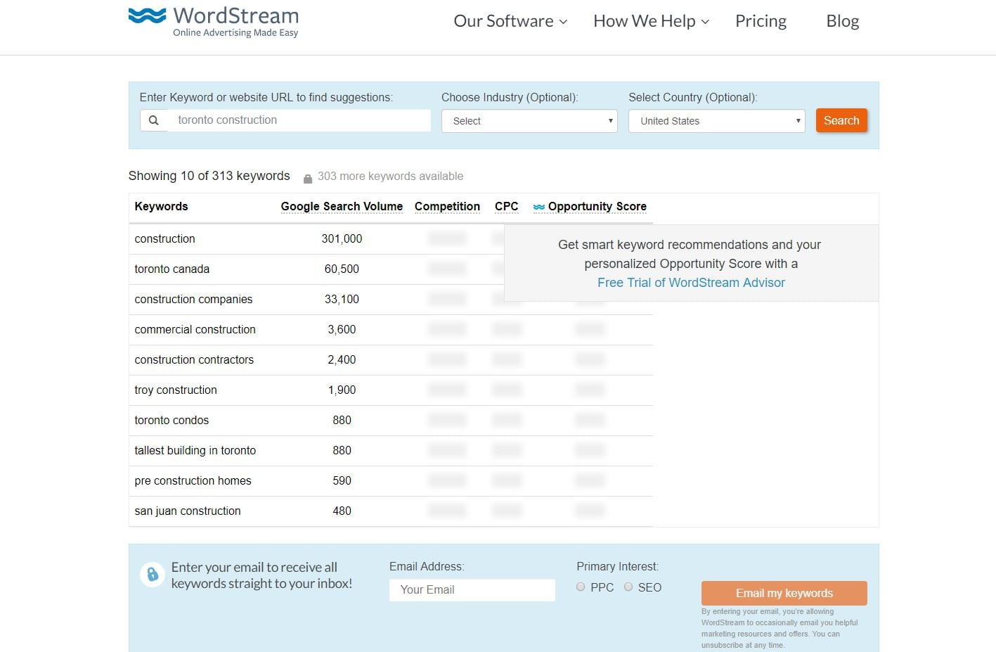 WordStream results