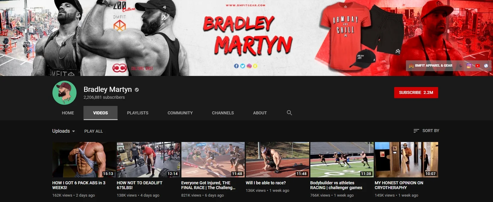 YouTube fitness channel