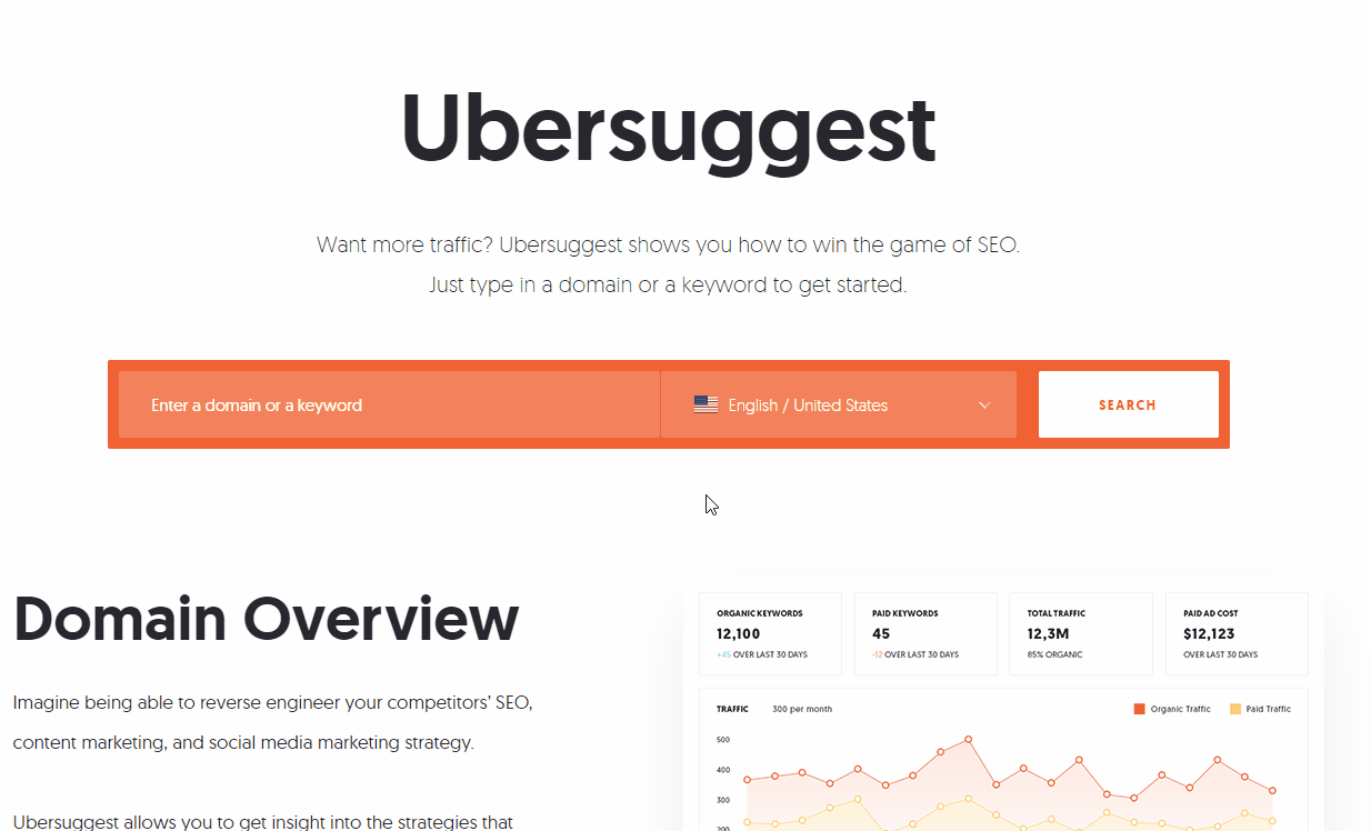 Ubersuggest step 1