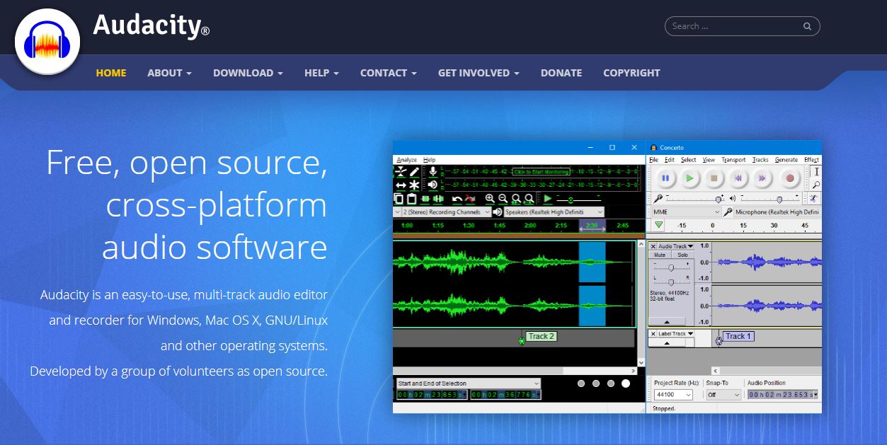 Audacity homepage