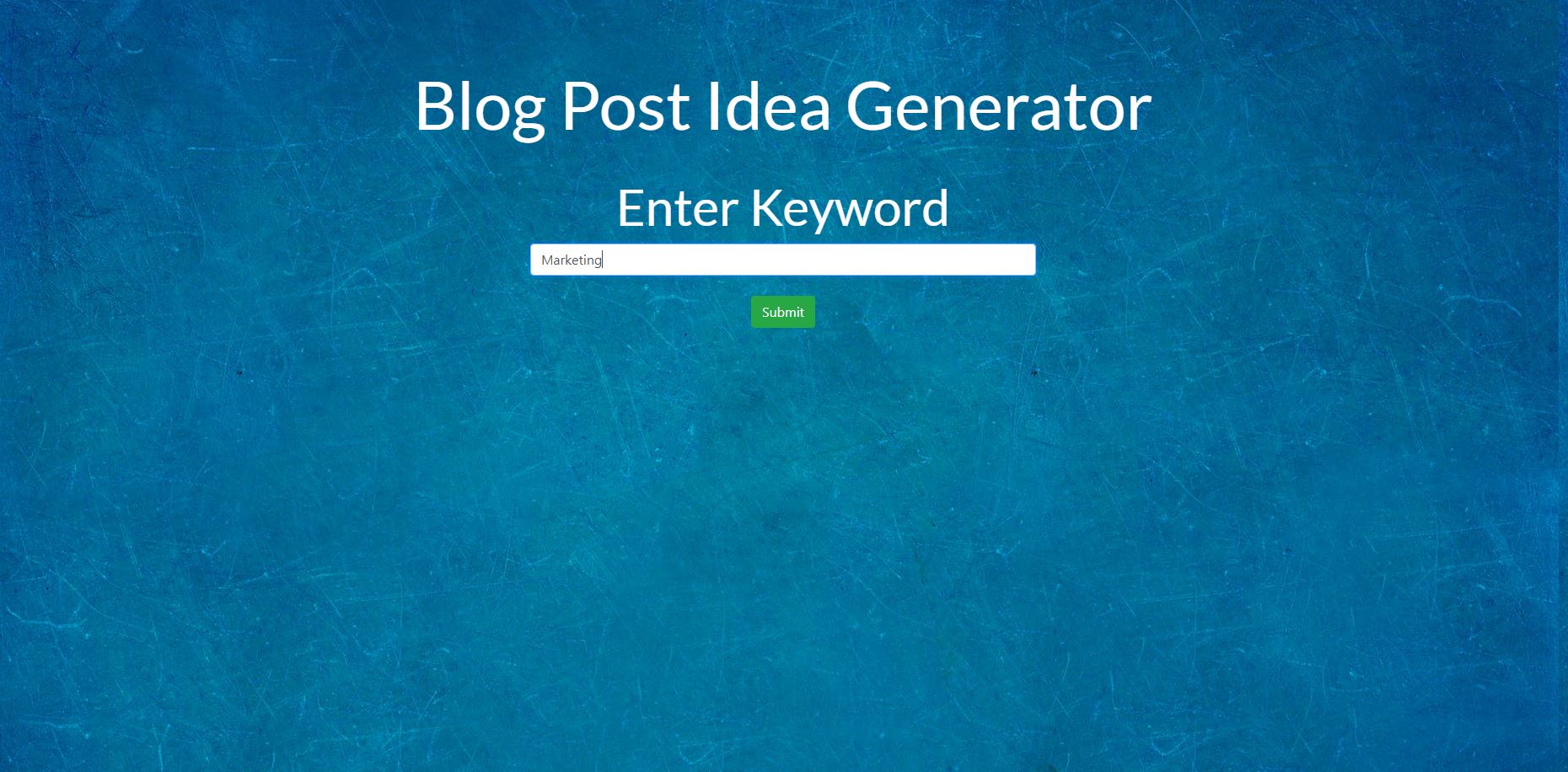 Blog post idea generator page