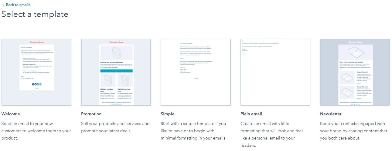 Email type HubSpot