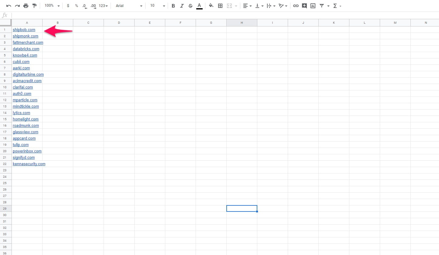 Partner spreadsheet