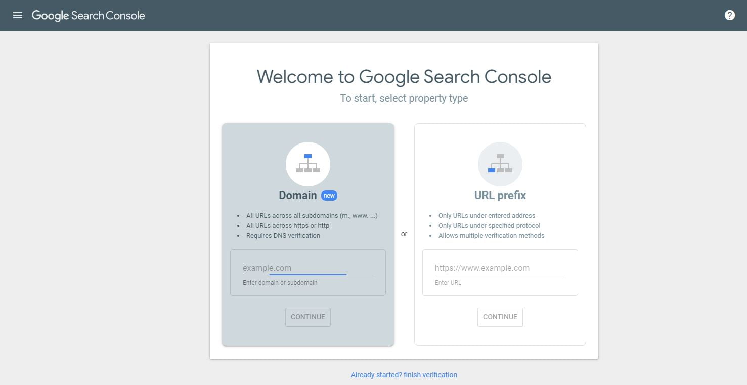 Search console enter