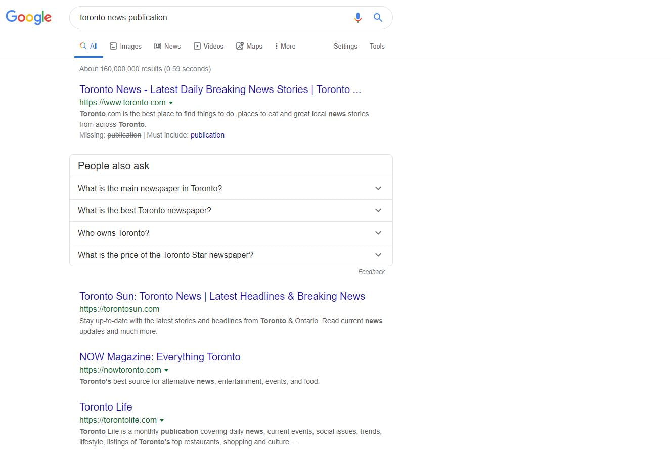 Searching for publications on Google
