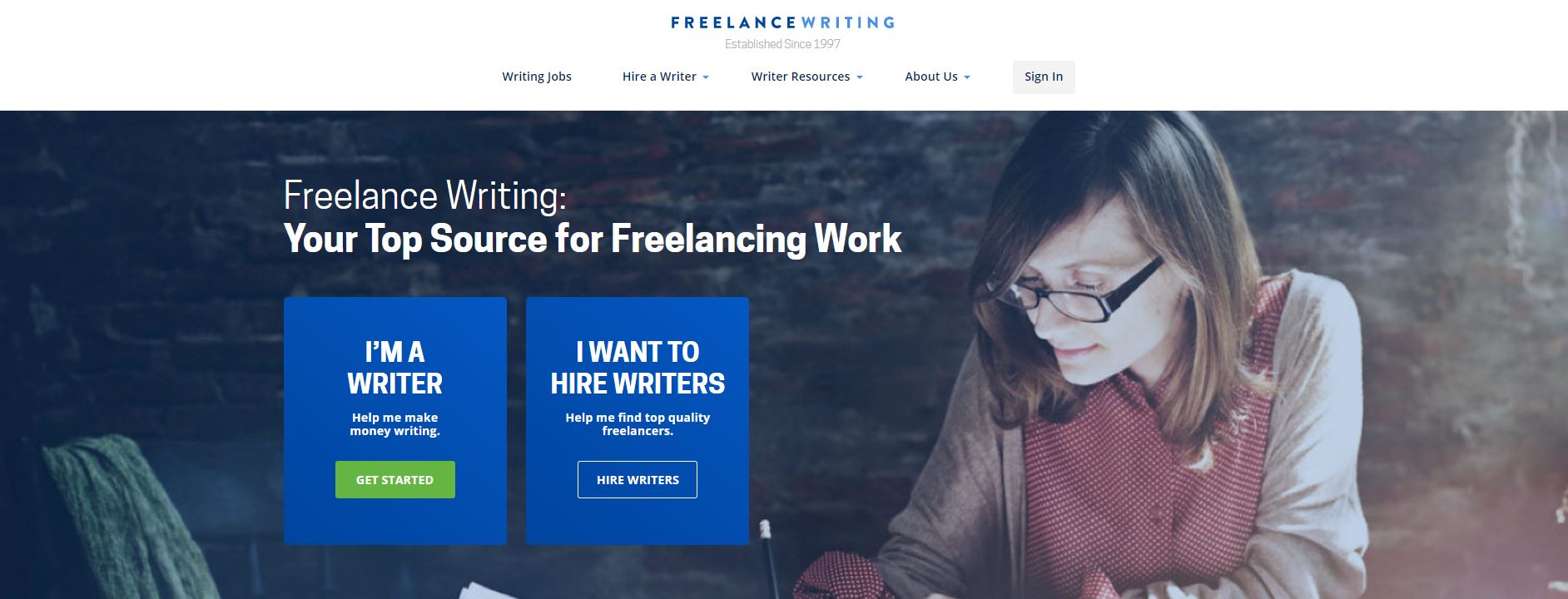 The Freelancewriting website homepage