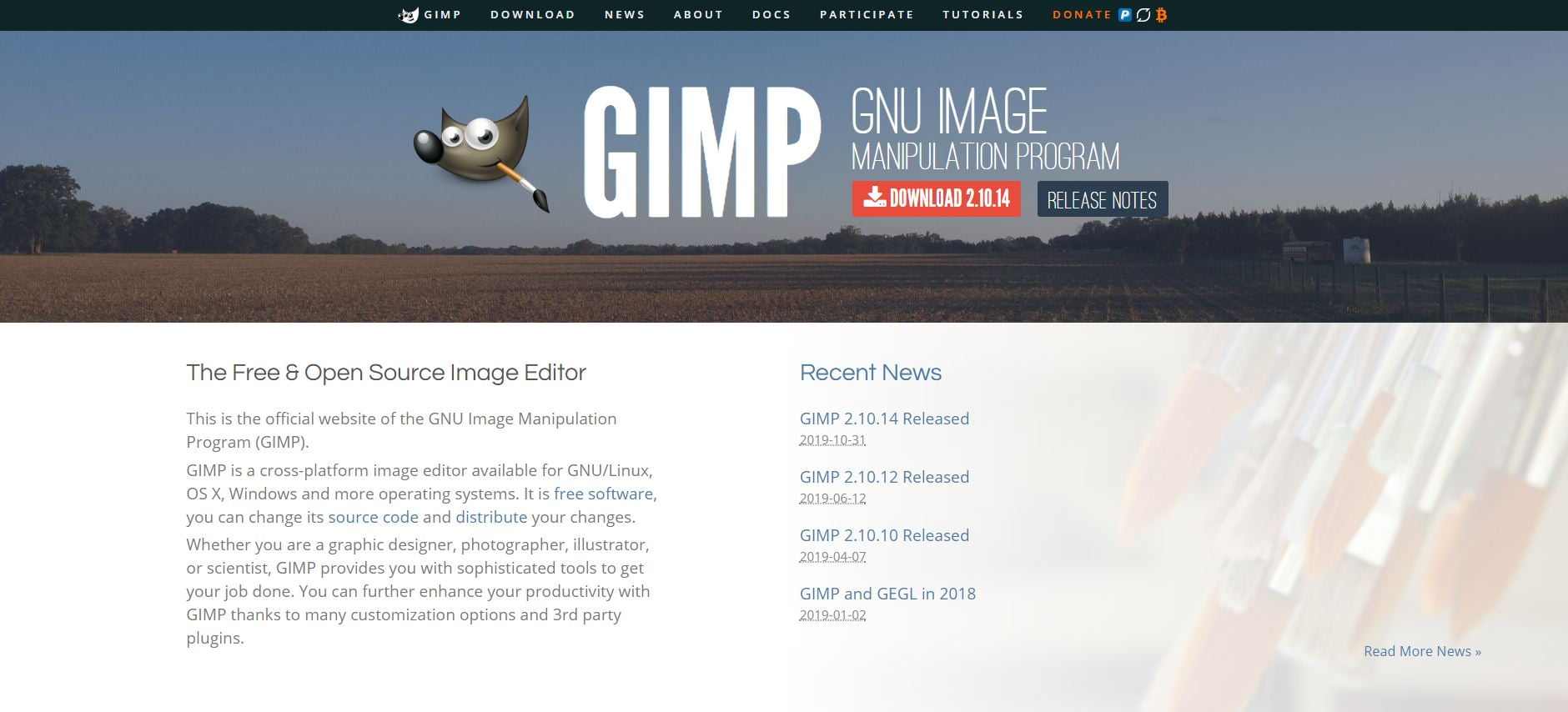 Gimp homepage