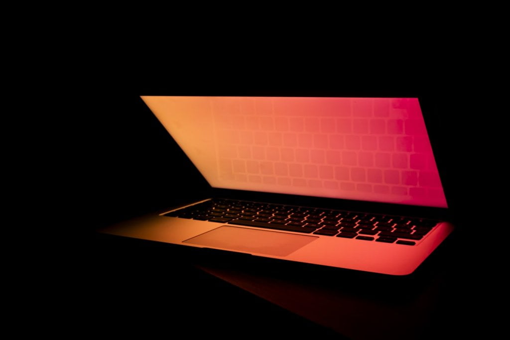 Laptop with orange screen