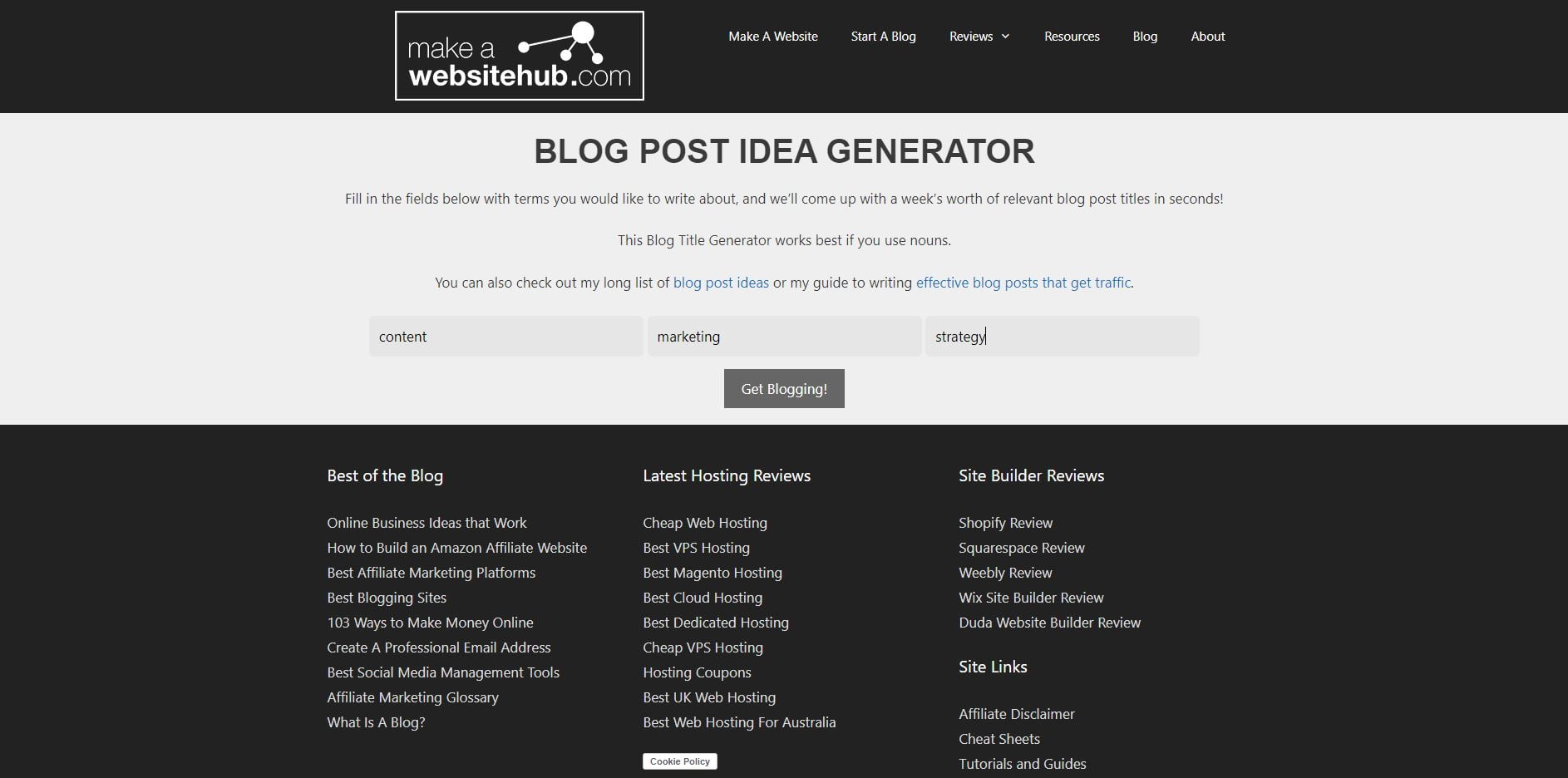 Make a Website Hub blog generator