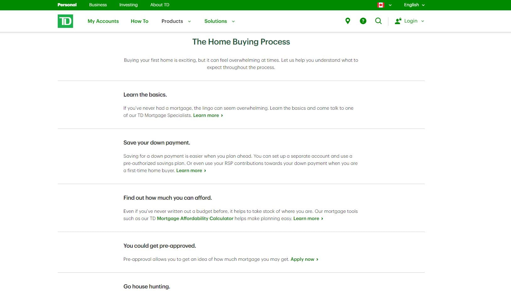 TD mortgage logical sequence