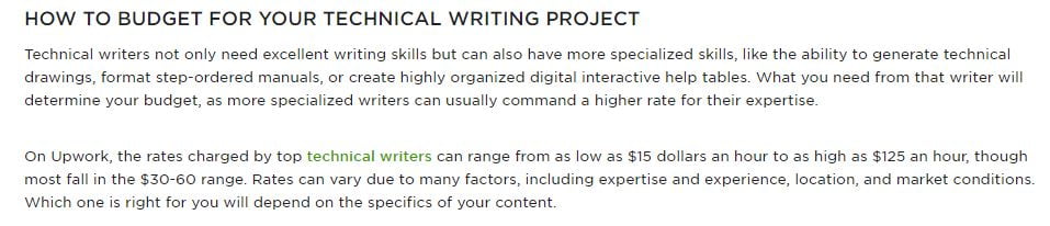 Upwork on technical writers