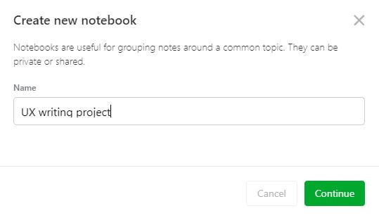 Evernote notebook name