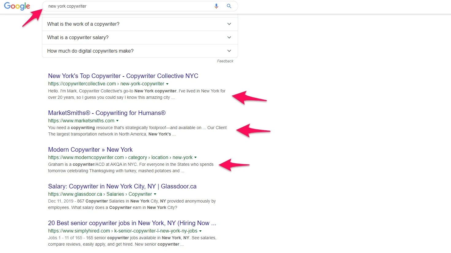Looking for a copywriting mentor on Google