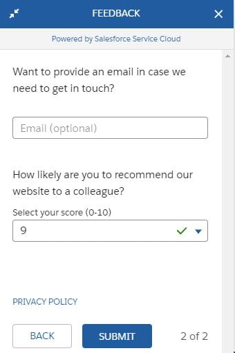 Salesforce feedback second page