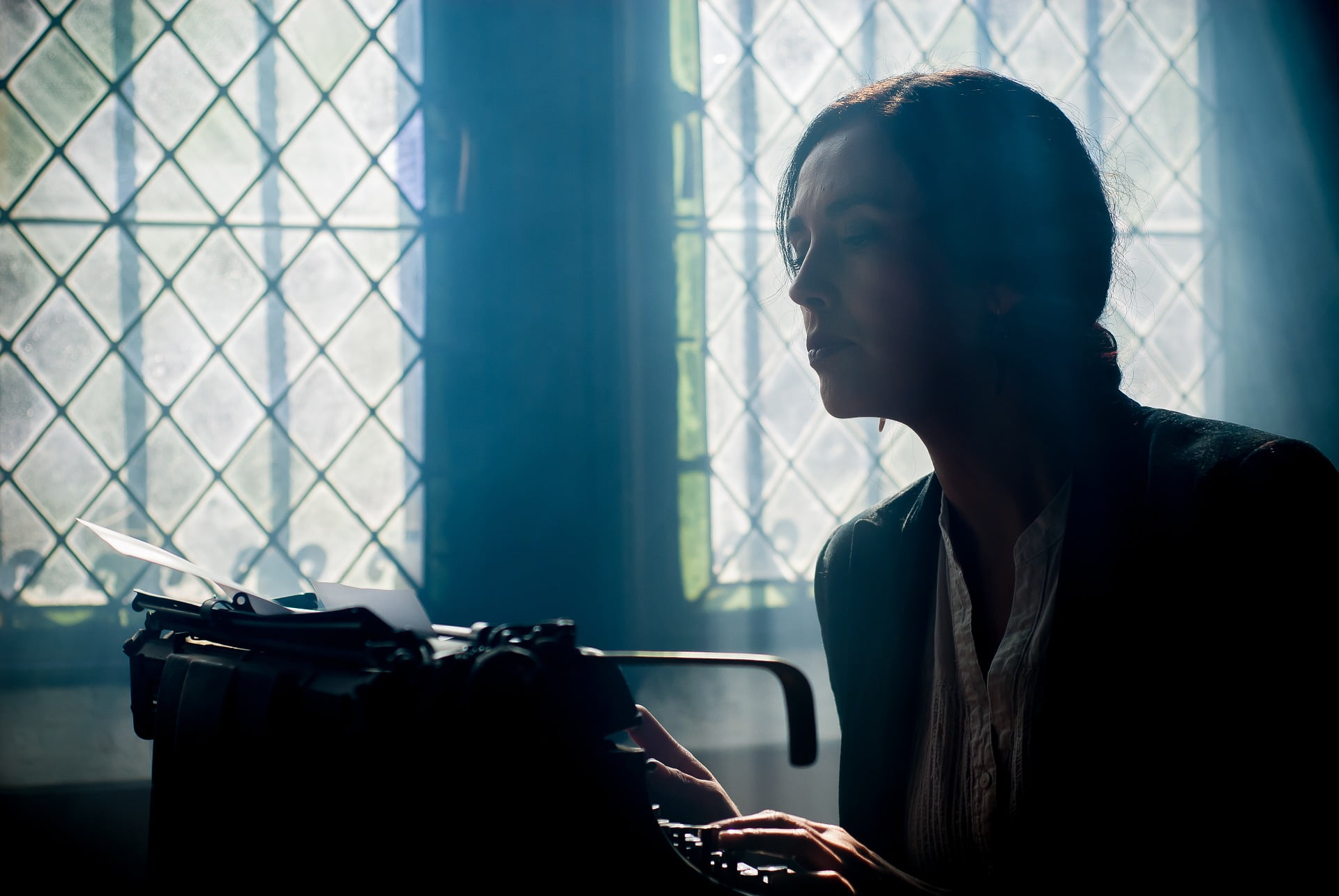 Woman on a typewriter