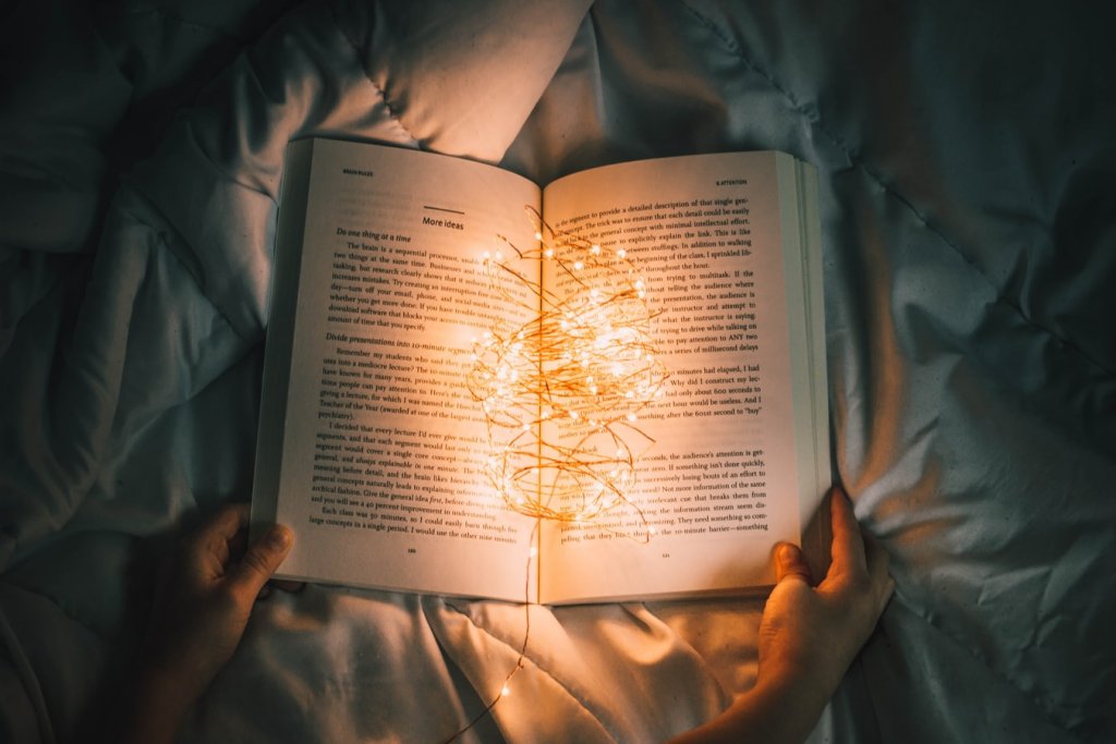 A book with lights