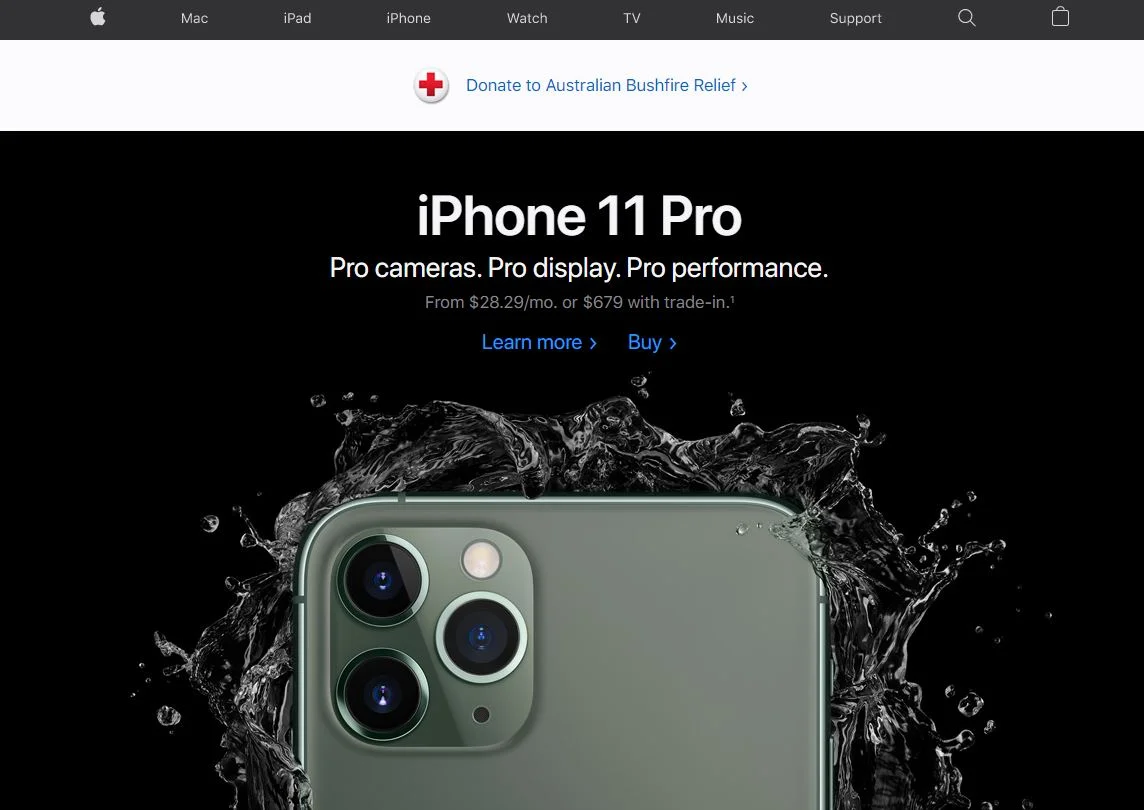 Apple homepage