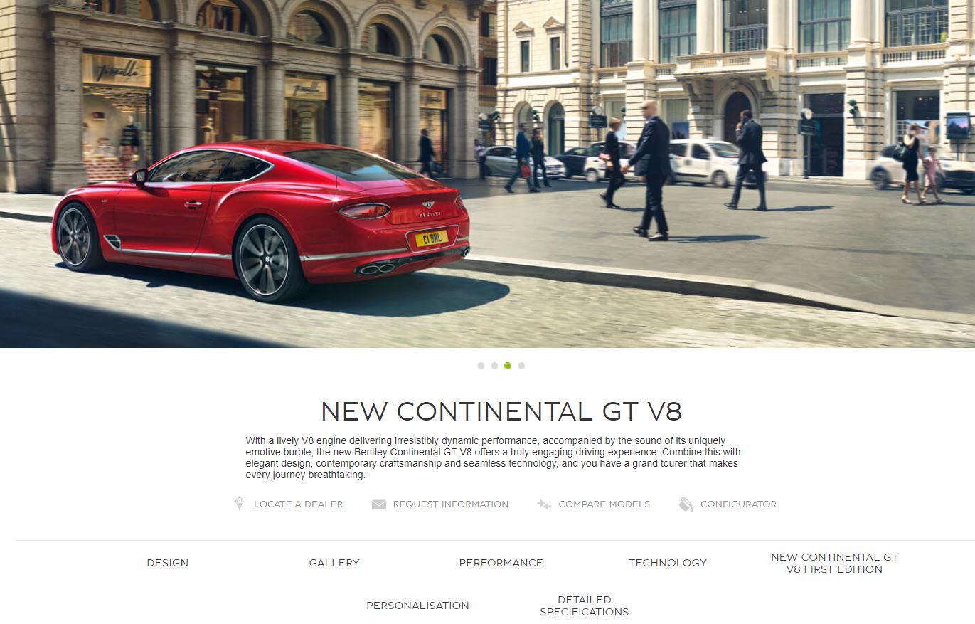 Bentley Continental GT product page